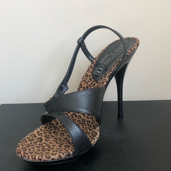 Cathy Jean Black w/Leopard Print Heels - Picture 3 of 3